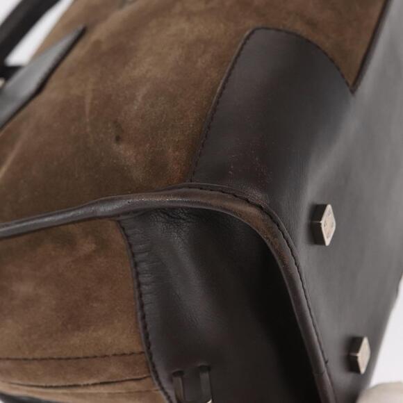 LOEWE Anagram Americana 28 Hand Bag Suede Leather Brown Silver Auth ep12264 - Picture 8 of 16